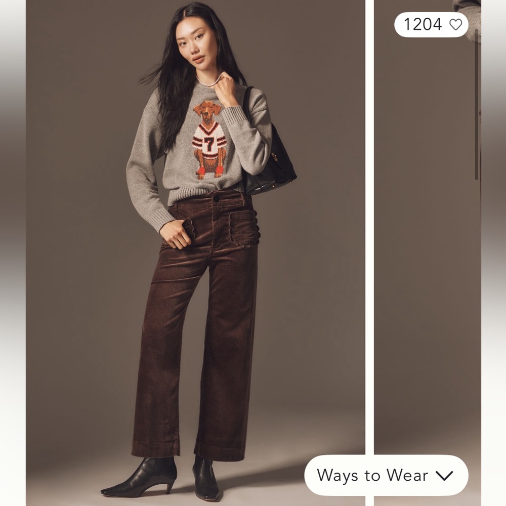 Anthropologie Dark Mink Ankle Pants Wide Leg Crop